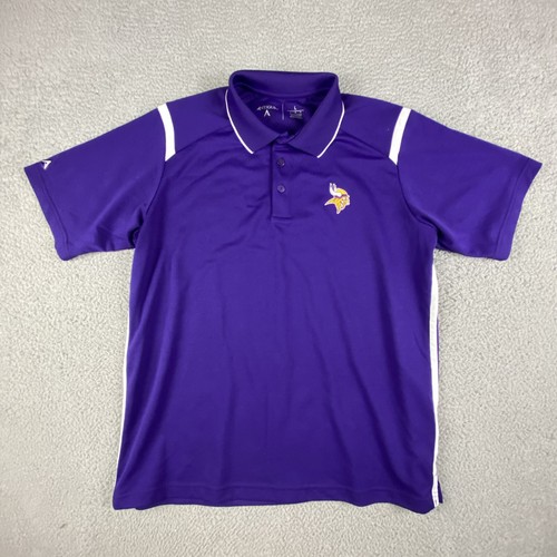 Minnesota Vikings Polo Shirt Mens Large Purple Short Sleeve Stretch Golf NFL - Picture 2 of 8