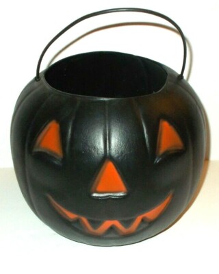 Vintage Halloween Jack-O-Lantern Blow Mold Candy Pail Bucket