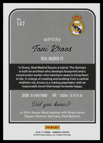 2016-17 Donruss #147 Toni Kroos Holographic Real Madrid CF - Picture 2 of 2