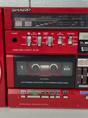 RED Sharp GF-700ZR BoomBox Portable Radio Cassette Ghettoblaster