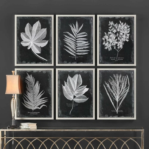 SIX STUNNING HUGE LEAF FOLIAGE PRINTS WALL ART PICTURES UTTERMOST 33671 - Picture 2 of 6