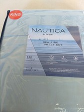 Nautica Sea Aire Aqua Blue Anti Bacterial 4 PC KING SheetSet Easycare NWT 500TC