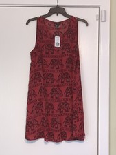 Forever 21 Maroon and Black Elephant Sheer Summer Dress New With Tags Large