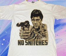VINTAGE SCARFACE CO. RARE (NO SNITCHES) IVORY GRAPHIC SHIRT SIZE 3X MADE IN USA