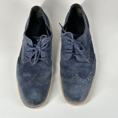 Cole Haan LunarGrand Wing Tip Oxford C10227 Navy Blue Suede 