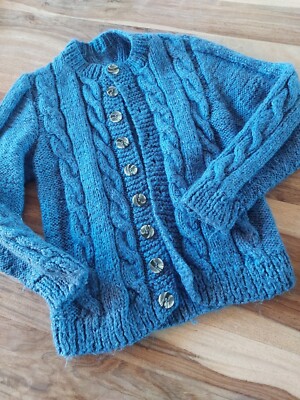 Handmade Strickjacke Jungs Gr 122 128 134 140 Blau Warm Neuwertig