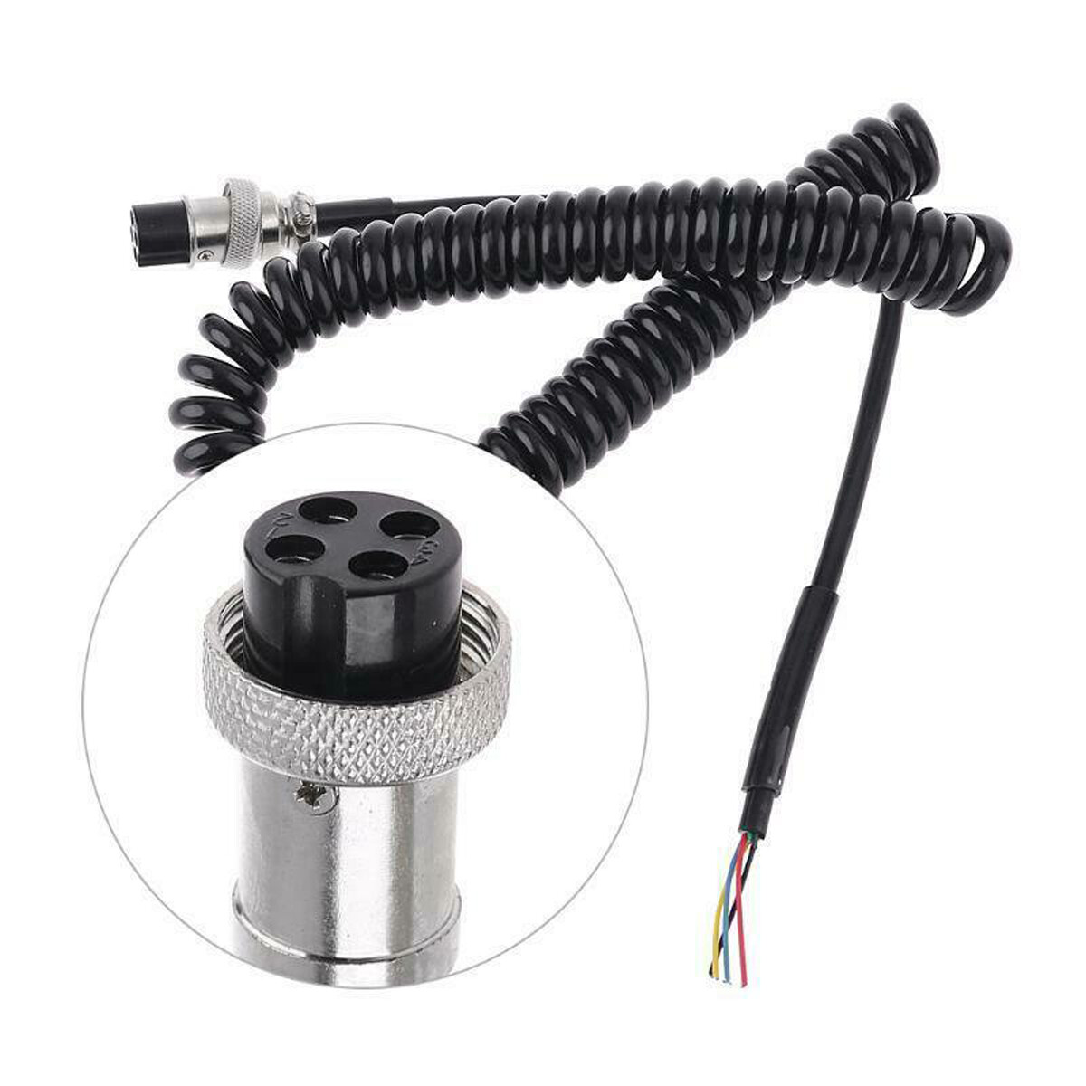 2X MICROPHONE Coiled Replacement Cord Cable 4 Pin (3ft) 2'6'ft Cobra