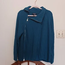 1x Teal asymmetrical zippered sweater. attitudes By Renee