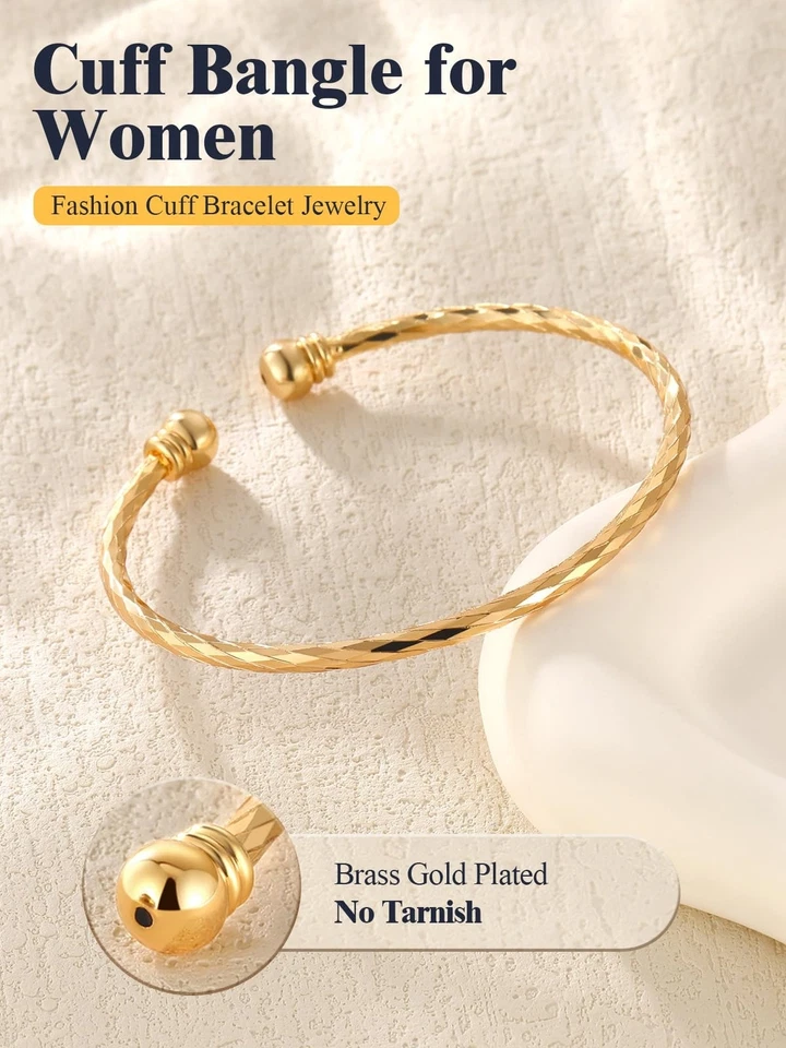 Brazalete Brazalete U7 Unisex Simple Oro Real 18K Platino Plateado Pulseras Finas F... Foto 3 de 4