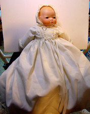 Collectible Porcelain Head & Hand   Baby Doll In Christening Gown