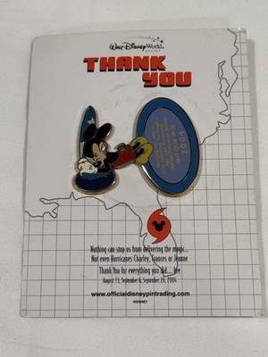 Walt Disney World 2004 Mickey Mouse Hurricane Pin Charley Francis Jeanne NEW