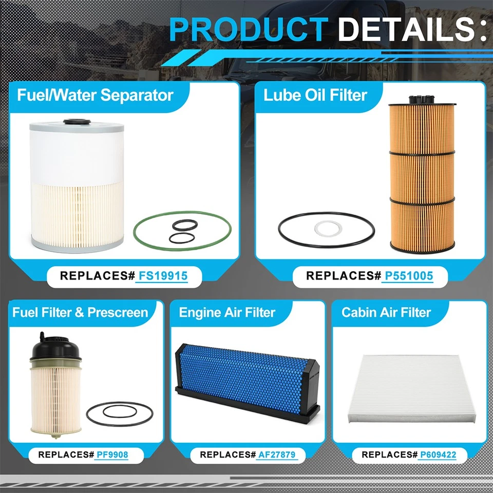 Fits For Freightliner Cascadia DD Series DD13 DD15 DD16 Engine Air Filter Kit Foto 4 de 4