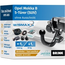 ANHÄNGERKUPPLUNG für Opel Mokka B ab 21 abnehmbar BRINK +13pol E-Satz JAEGER