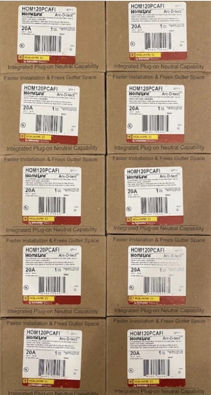 10PCS SQUARE D HOMELINE HOM120PCAFI HOM120PCAFIC 20A AFCI PLUG ON NEUTRAL NEW