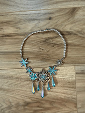 Disney Kids Faceted Blue Silver Snowflake Teardrop Frozen Elsa Costume Necklace