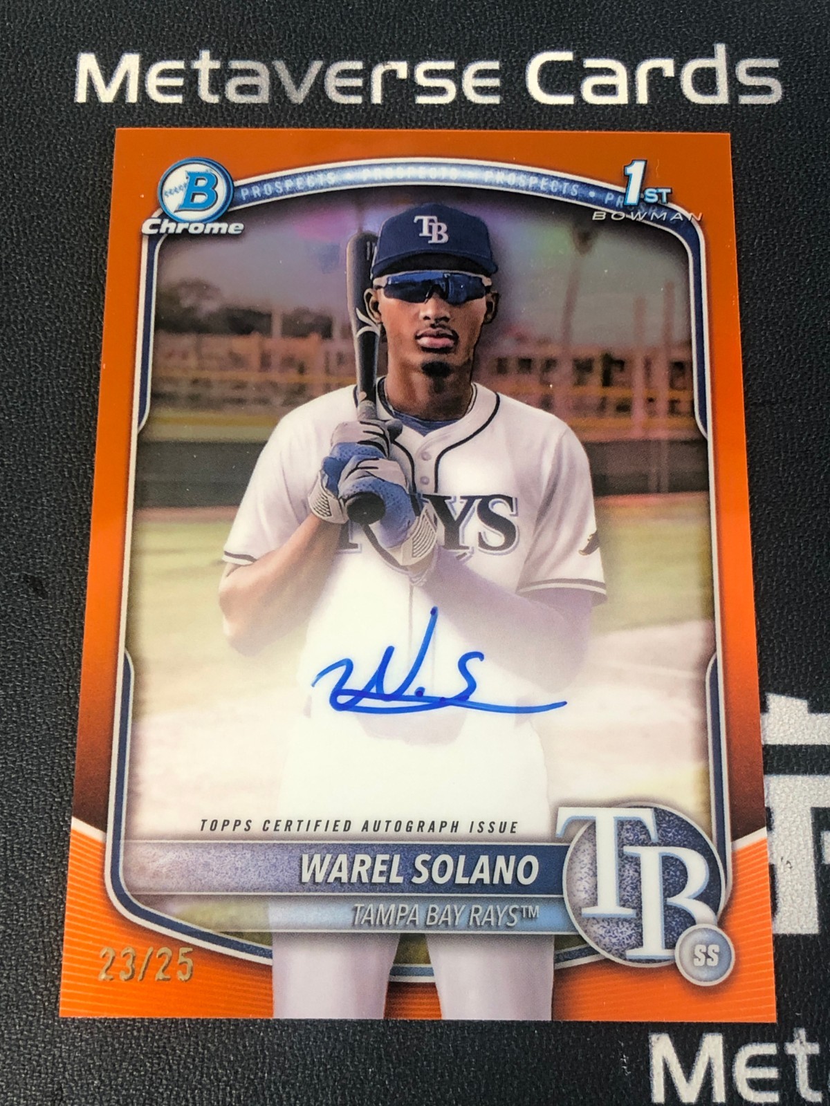 Warel Solano 2025 Bowman Chrome #CPA-WS Prospect Auto - Orange Refractor  /25 (1st) Price Guide - Sports Card Investor