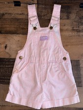 Vintage Oshkosh 6 Floral Overalls Short Romper Pink Vestbak Made In USA