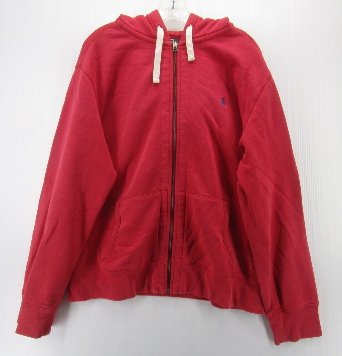 Ralph Lauren Polo Jacket Uomo XL Rosso Felpa Full Zip Felpa con Cappuccio Streetwear Pony