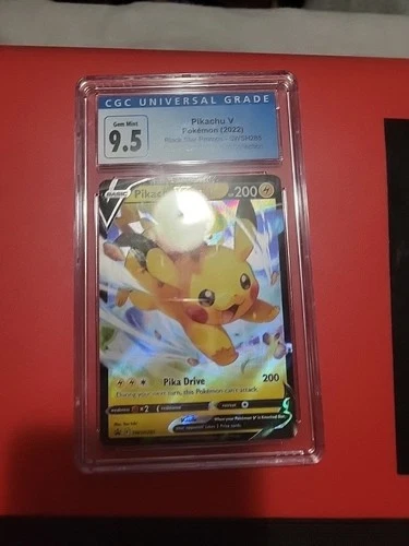 PIKACHU V CGC 9.5 GradeGEM in SWSH285 HOLOGRAPHIC Black Star Promo Pokemon Card