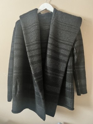 Vince Sophie Open Front Hooded Wool Yak Blend Sweater Cardigan S wrap chic boho