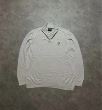 Lyle & Scott 1/4 Zip Sweater Quarter Zip Dünn Creme Beige Größe XL casual style