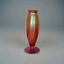 Bohemian Art Nouveau Footed Lustre Glass Vase 