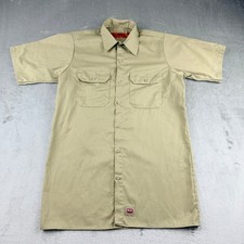 Red Kap Men's Small Work Shirt Khaki Tan Short Sleeve Industrial Button Up