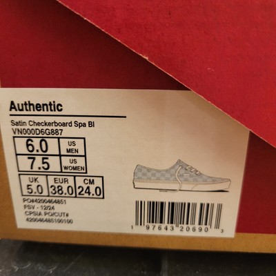 NWB Women Vans Authentic Satin Checkerboard Spa Blue #VN000D6G887