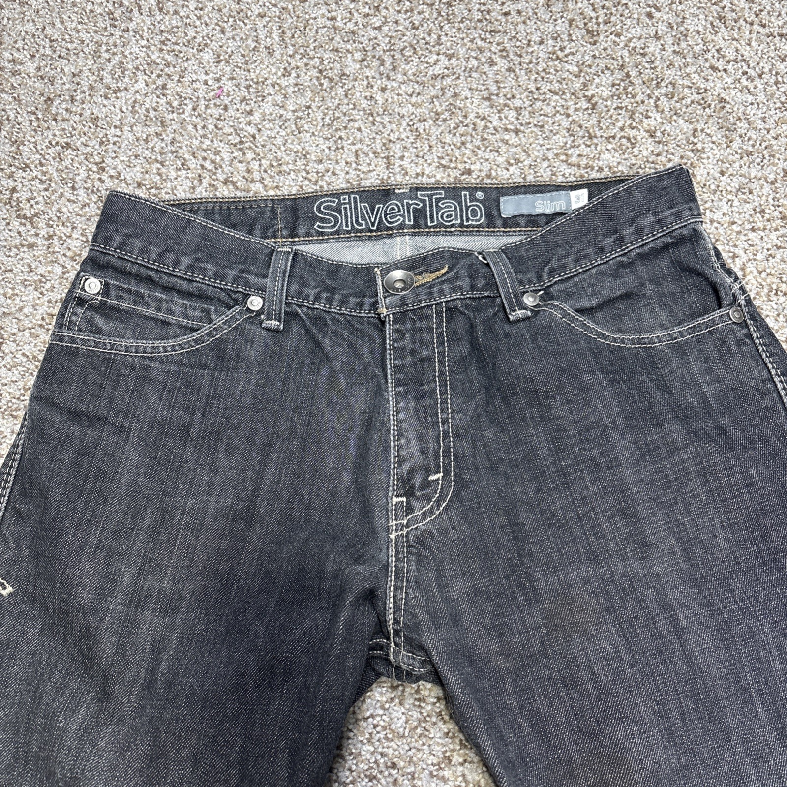 Levis Silver Tab Slim Jeans Mens 31 X 29 Black Denim Faded  Straight Skater Y2K - View 2