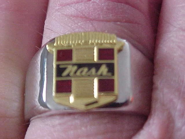 1950 NASH CREST LOGO SILVER CHROME RING #11 NOS HI- QUALITY CLASS - Image 4 of 4