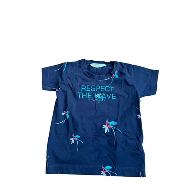 #ad Kids Navy Blue Ruff Jns Respect The Wave Graphic T Shirt Short Sleeve $15.00