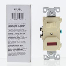 Eaton #277V Ivory Pilot Light Toggle Wall Switch Single Pole 15A 120V Boxed