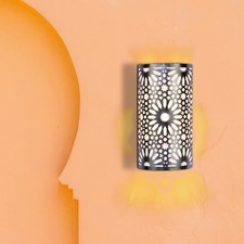 2er Set Marokkanische Wandlampe Wandleuchte Wanddeko Yazid Silber
