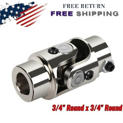 Single Universal Steering U-Joint Shaft  Chrome Steel  Round 3/4'' x 3/4'' Round