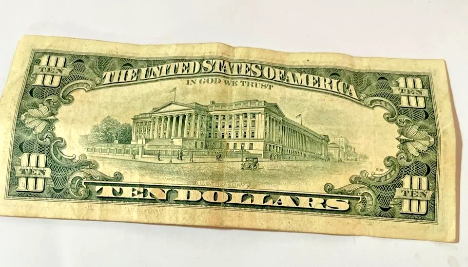 $10 Federal Reserve Note – Vintage US Currency – Green Seal – Circulated - Image 3 of 4