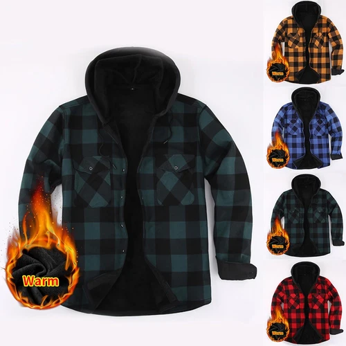 SACAI Cappotto uomo tutti i giorni spesso caldo felpa con cappuccio maglia a quadri con tasche funzionali