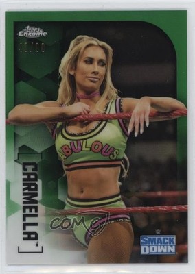 2020 Topps Chrome WWE Image Variations Green Refractor /99 Carmella #IV-9