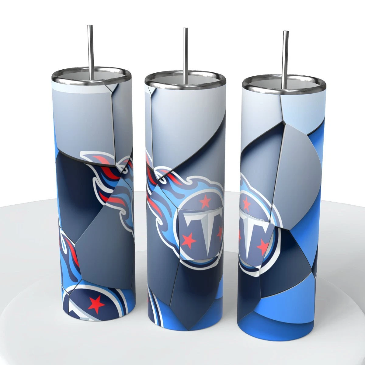 Abstract Blocks football Skinny Steel Tumbler with Straw, 20oz