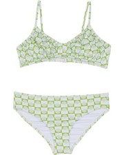 Billabong Girl's Size 5 2 Pc Bikini Swimsuit Daze All Day Shirred Green Daisy