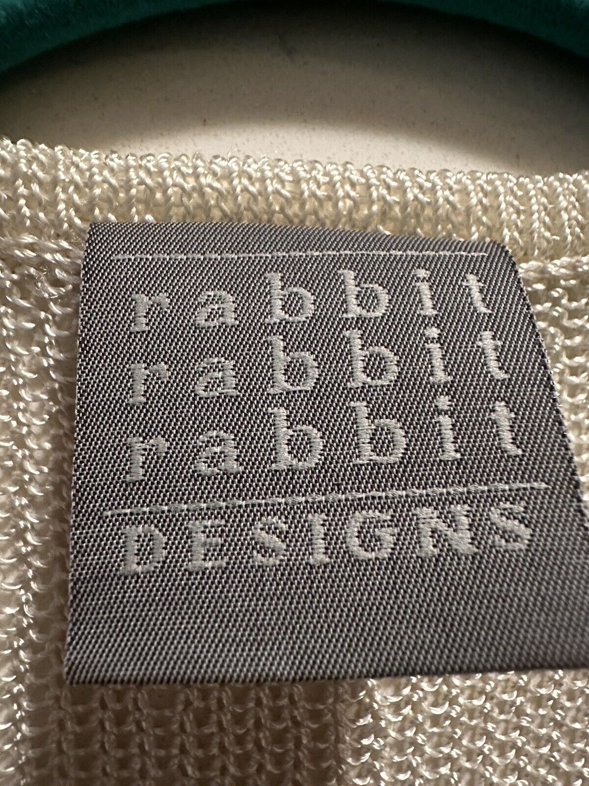 Vtg Rabbit Designs Cardigan Crochet Front Tie Ivo… - image 14
