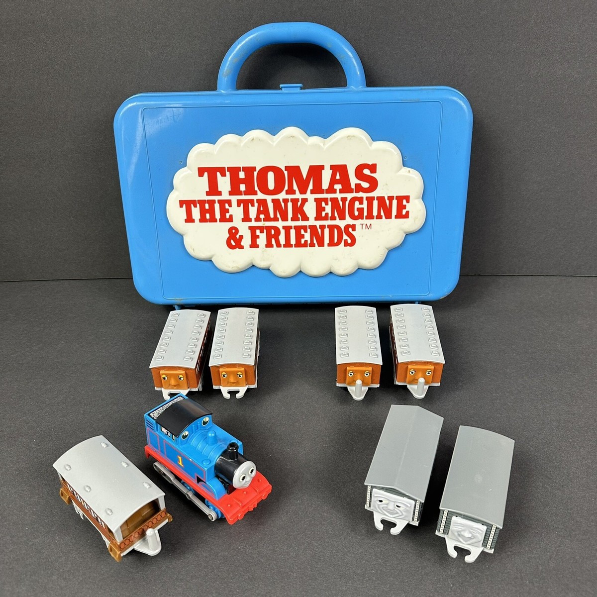 Thomas The Tank Engine Blue Case W/Trains Vintage 1989/1992 Thomas The Tank Engine Blue Case W/Trains Vintage 1989/1992