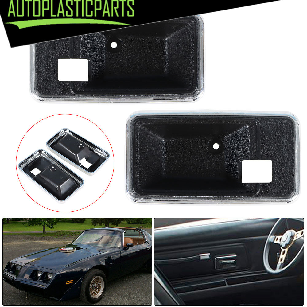 2-Piece Interior Door Handle Bezel Set For 1977-81 Firebird, Trans Am & Camaro - Black & Chrome