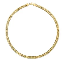 14k Real Solid Yellow Gold Rapunzel Woven Chain Necklace, 18" (7.25 Inches)