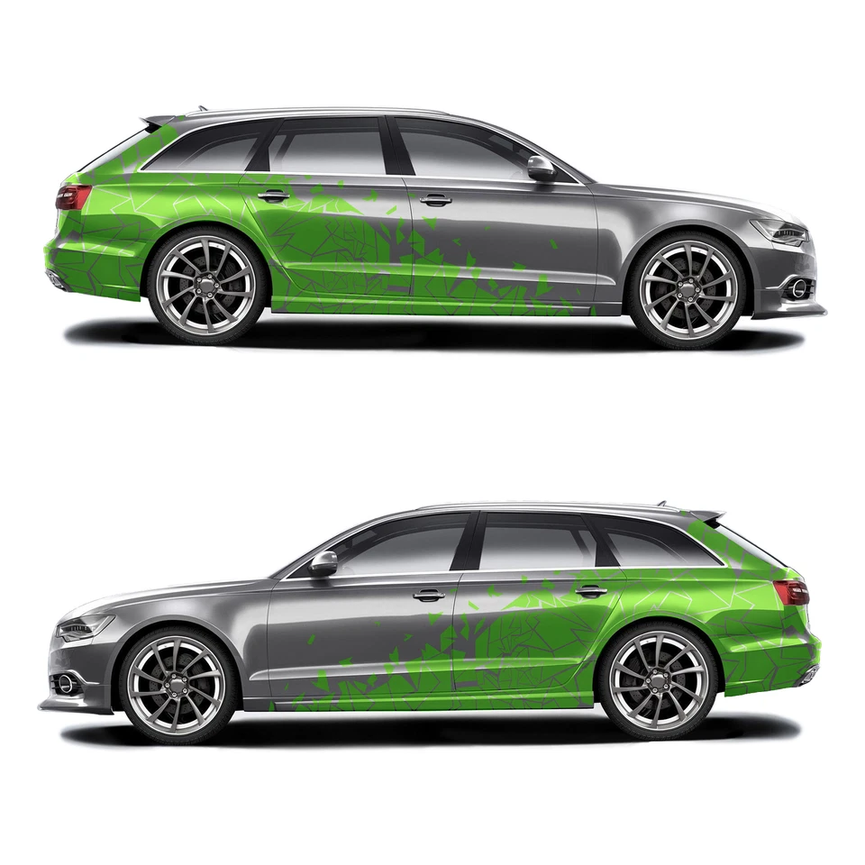 2er Set Auto Aufkleber Mosaik Scherben 200x60cm Geometrisch KX074 Grün - Bild 2 von 4