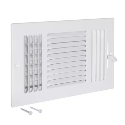 10 in. x 6 in. 3-Way air deflection Steel Wall/Ceiling Register , White EZ-FLO