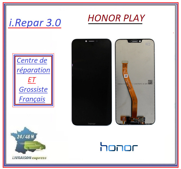 Écran OEM et vitre tactile Honor Play noir de 6.3 pouces