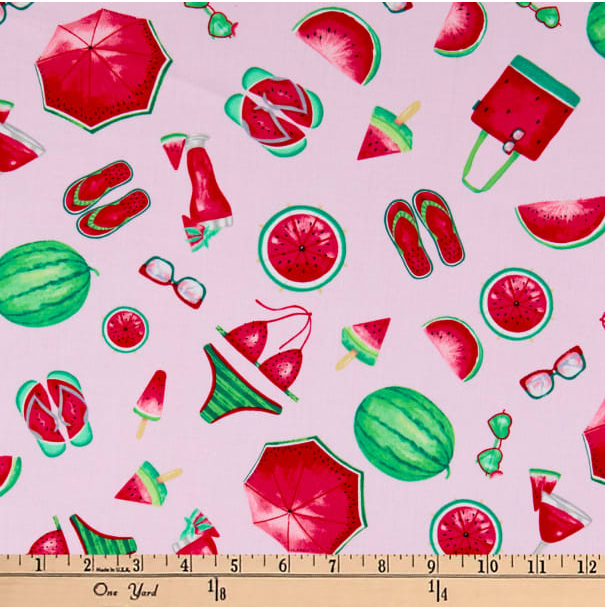 Timeless Treasures Watermelon Party Pink Summer Cotton Fabric by the
