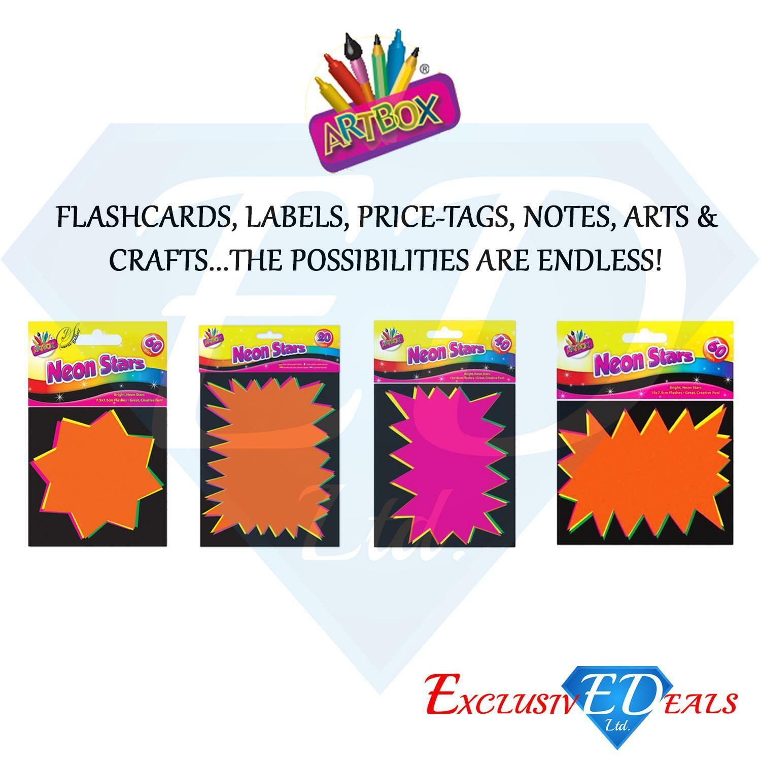 Neon Cards Fluorescent Stars Flash Price Display Tags Labels Shop Pricing