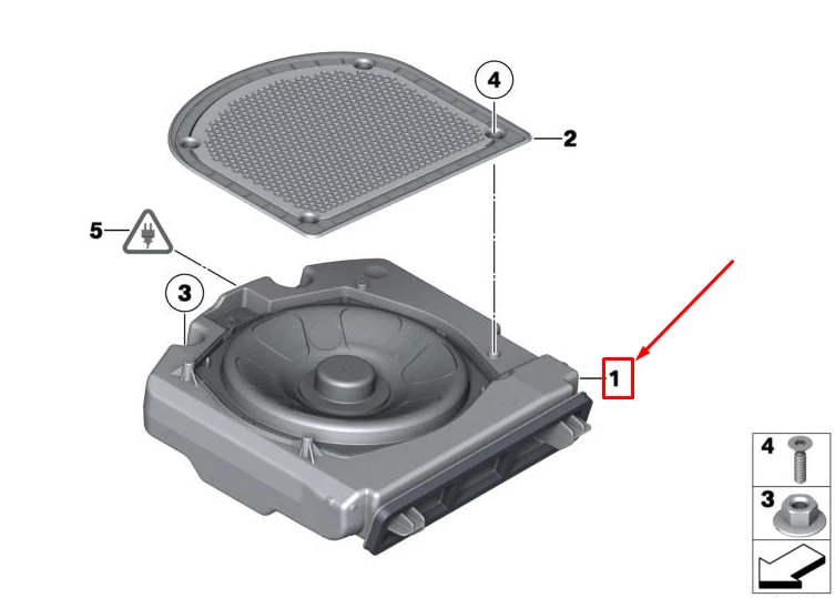 BMW 5 F10 Left Central Bass Speaker 65139315645 9315645 NEW  