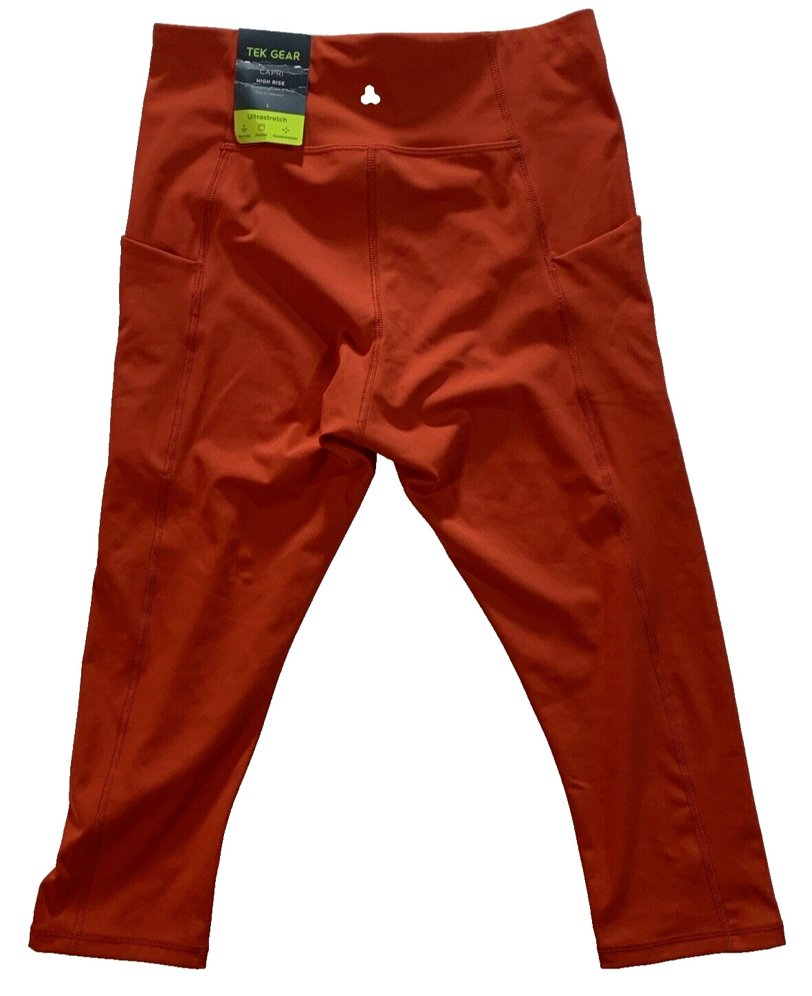 Tek Gear Womens L High Rise Ultra Stretch Compression Workout Capris Cranberry